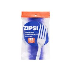 TENEDORES TRANSP ZIPSI CRYSTAL 25UND