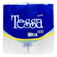 PAPEL HIGIENICO TESSA 2400 4 ROLLOS DE 600 DOBLES HOJAS X ROLLO