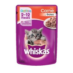 SOBRE WHISKAS PARA GATITOS SABOR CARNE 85G